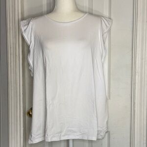 Isaac Mizrahi White Ruffle Sleeve Tank